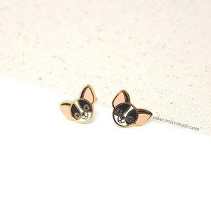 Hand-Crafted Chihuahua Enamel Stud Earrings
